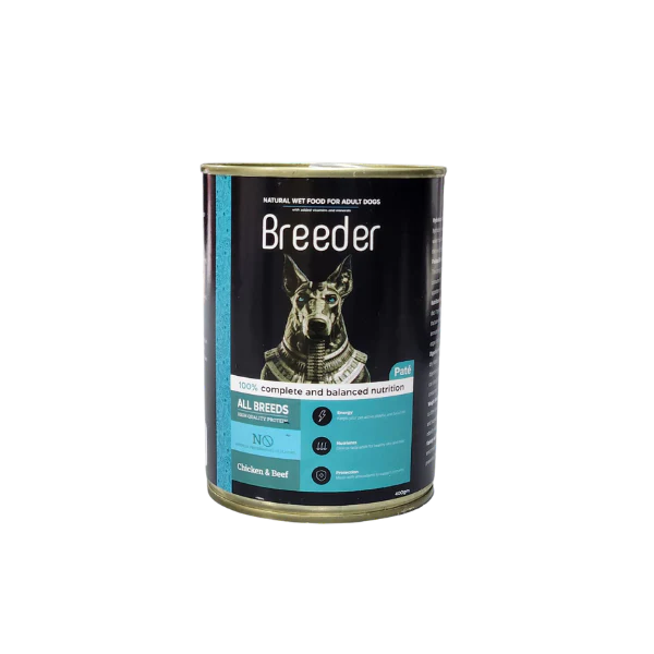 Breeder pate wet food with chicken&beef for dog 400g