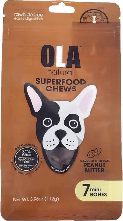 Ola Superfood Mini Bone Dog Treats Peanut Butter Flavor with Chicken (7 Pieces)
