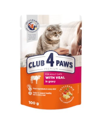 Club 4 Paws Wet Food with Veal in Gravy for Adult Cats 100g