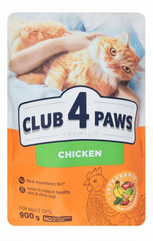 Club 4 Paws Dry Food with Chicken for Adult Cats 900g