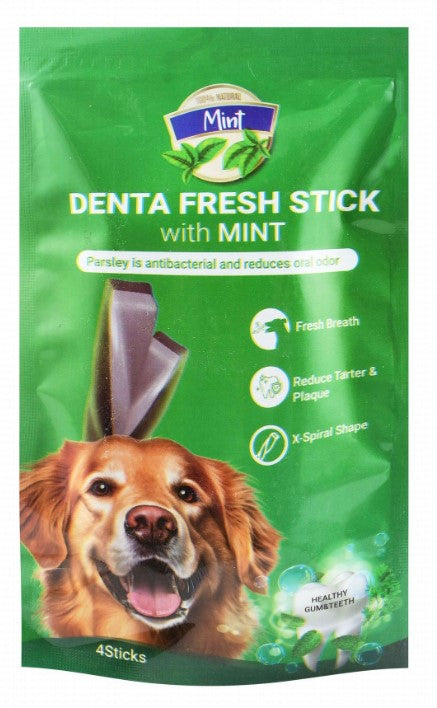 Rich Denta Fresh Spiral Shaped Stick Dog Treats with Mint & Parsley