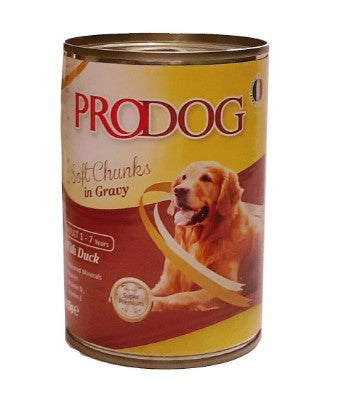 Prodog Wet Dog Food with Soft Duck Chunks in Gravy for Adult Dogs (1-7 Years) 415gm