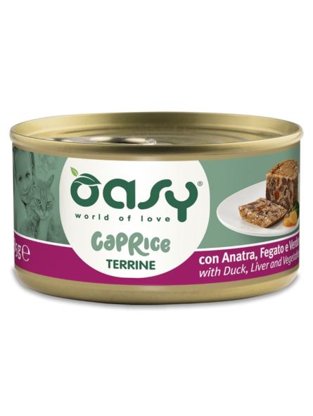 Oasy Wet Food Terrine for Adult Cats with Duck & liver And Vegetables 85 g