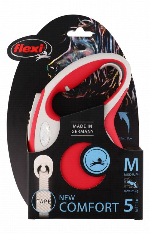 Flexi Comfort Medium Gray & Red 5m Retractable Tape Leash for Dogs (Up to 25kg)1 pcs