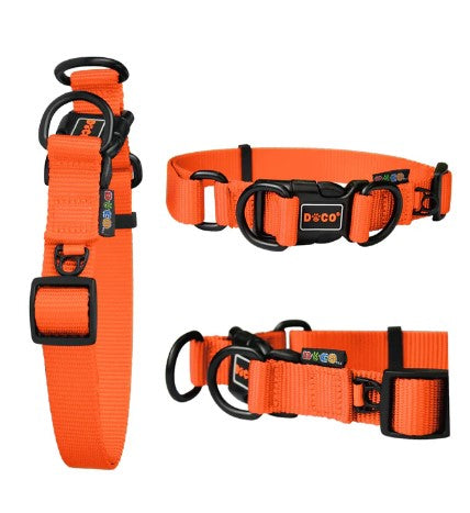 DOCO Large Orange Double D-Ring Nylon Dog Collar (45-68x2.5cm)