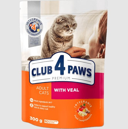 Club 4 Paws Dry Food with veal for Adult Cats 300g