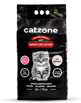 Catzone White Bentonite Clumping Cat Litter Baby Powder Scent 10 k
