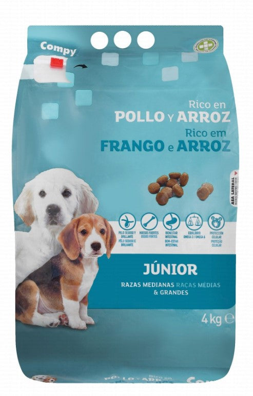 Compy Dry Food with Chicken & Rice for Medium & Large Breed Junior Dogs 4kg