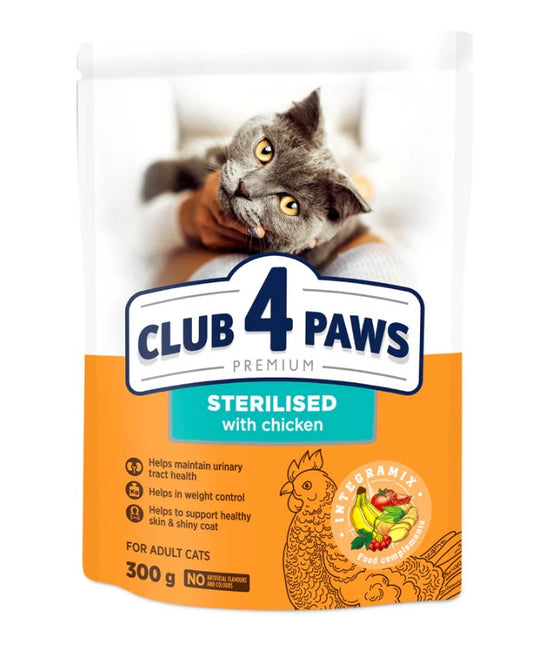 Club 4 Paws Dry Food with Chicken for Sterilized Adult Cats  300 gm