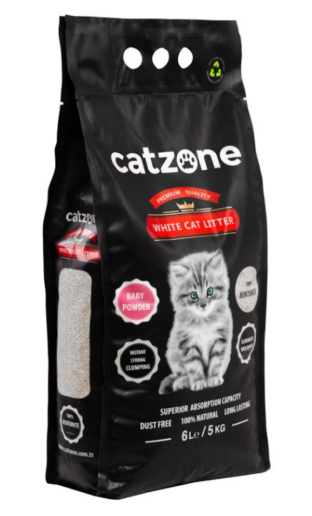 Catzone White Bentonite Clumping Cat Litter babypowder 5k