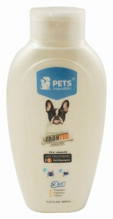 Pets Republic Frontec Step 2 Flea & Tick Shampoo for Pets (12+ Weeks) - DEA free  alcohol free  paraben free350 ml