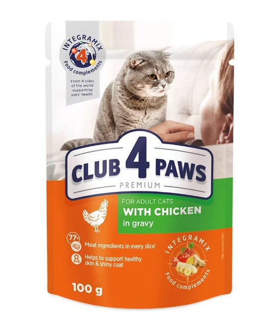 Club 4 Paws Wet Food with Chicken in Gravy for Adult Cats 100g