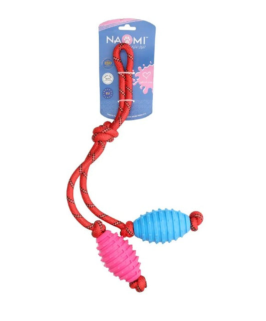 Naomi blue & pink rope dog tug toy