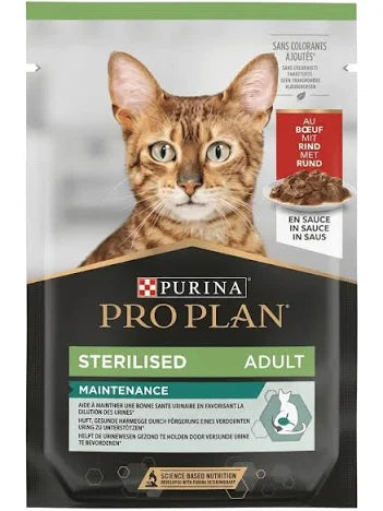 Purina Pro Plan Nutri Savour Wet Food Chunks with Beef in Gravy for Sterilized Adult Cats 85gm