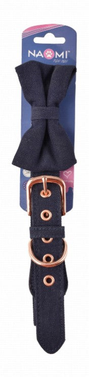 Naomi Medium Blue Dog Collar with Bow
