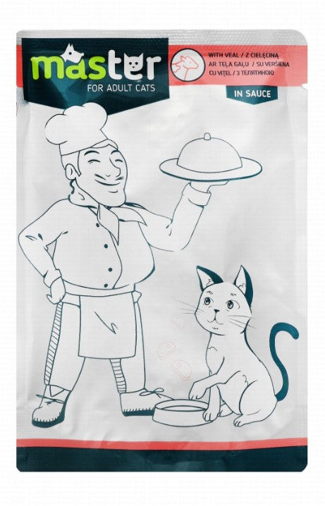 Master Complete Wet Food with Veal in Sauce for Adult Cats 80g