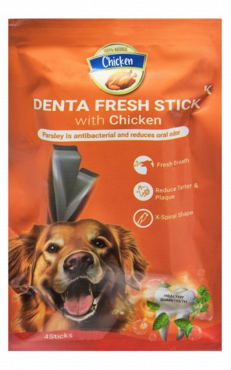 Rich Denta Fresh Spiral Shaped Stick Dog Treats with chicken & Parsley