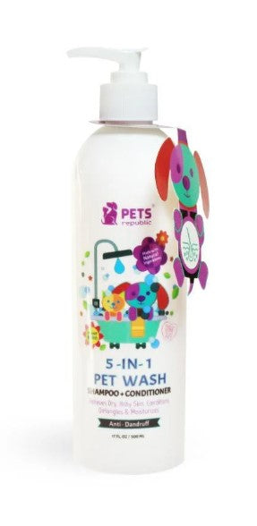 Pets Republic 5in1 Anti-Dandruff Pet Shampoo & Conditioner Bubblegum Scent - sulfate free  parabens free  chemicals free500 ml