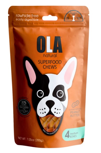 Ola Natural Superfood Medium Chew Bone for Dogs Peanut Butter Flavor (Up to 23kg)
