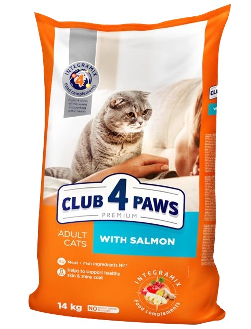 Club 4 Paws Dry Food with salmon for Adult Cats 14k
