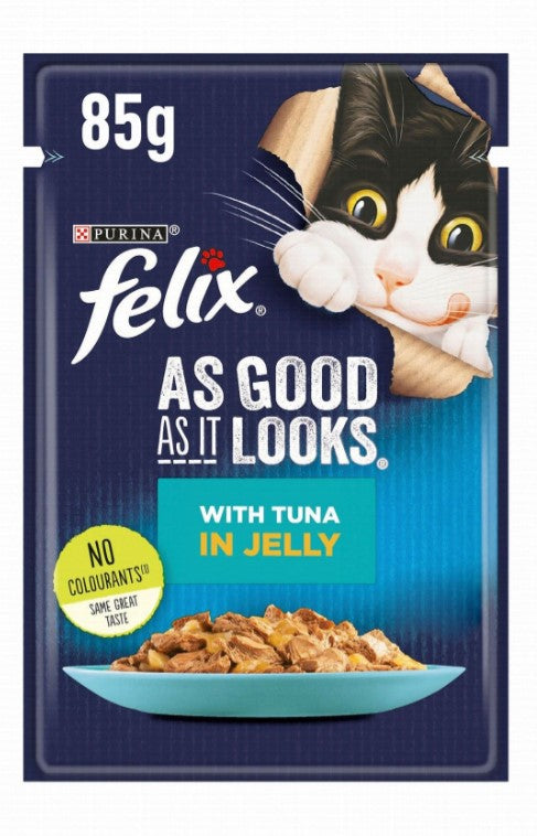 Purina Felix As Good As It Looks Wet Food with Tuna in Jelly for Adult Cats - colorants free