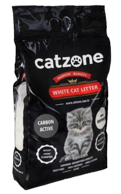 Catzone White Clumping Cat Litter with Active Carbon 10 k
