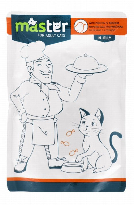 Master Complete Wet Food with Poultry in Jelly for Adult Cats 80g
