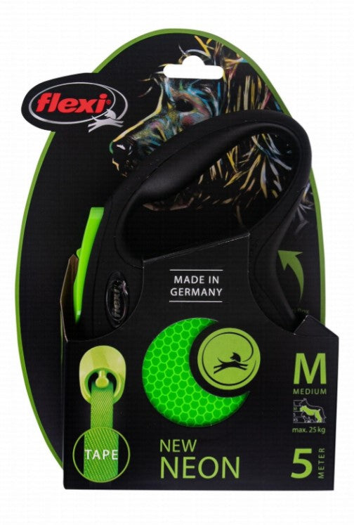 Flexi Medium Black & Green 5m Retractable Tape Leash for Dogs (Up to 25kg)