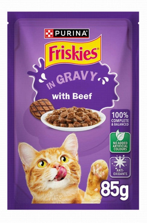 Purina Friskies Wet Cat Food with Beef in Gravy 85G