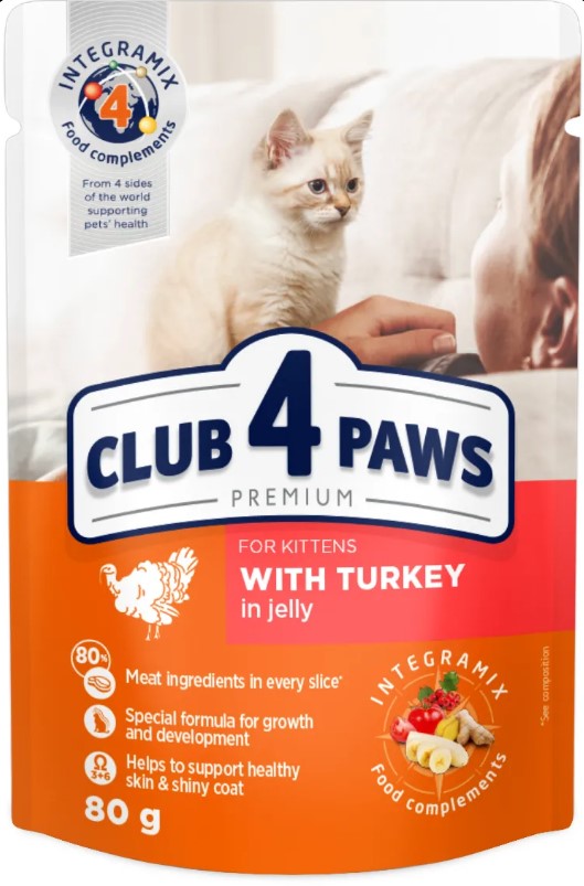 Club 4 Paws Wet Food with Turkey in Jelly for kittens Cats 80g