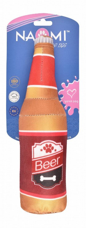 Naomi Brown & Red Beer Bottle Plush Dog Toy