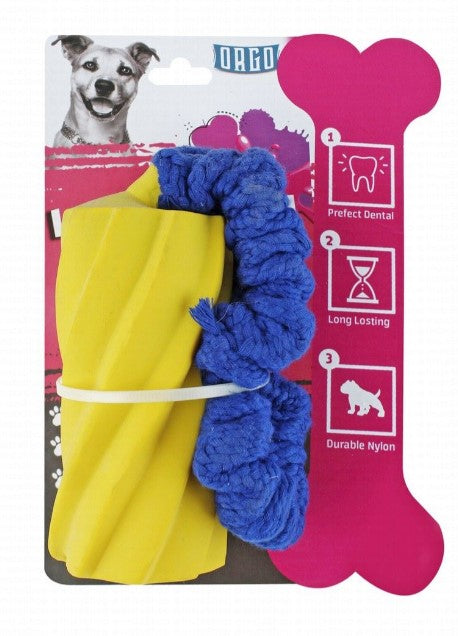 Orgo blue & yellow Nylon & Latex Plush Dog Toy