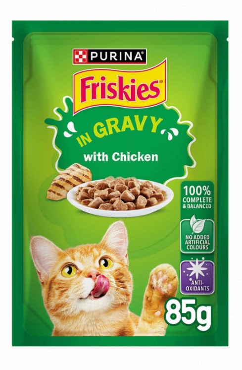 Purina Friskies Wet Cat Food with Chicken in Gravy - colorants free 85g
