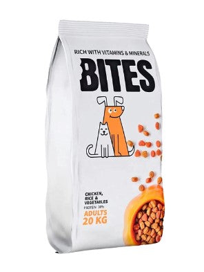 Bites Dry Food with Chicken  Rice & Vegetables for Adult Dogs20 kg