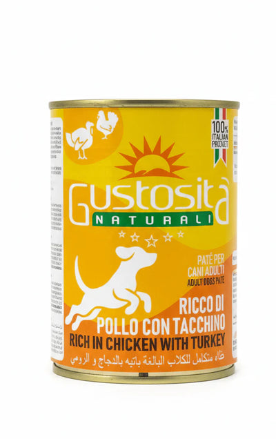 Gustosita wet pate with chicken&turkey for dogs 400g