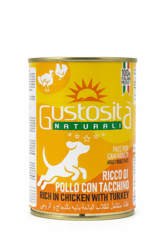 Gustosita wet pate with chicken&turkey for dogs 400g