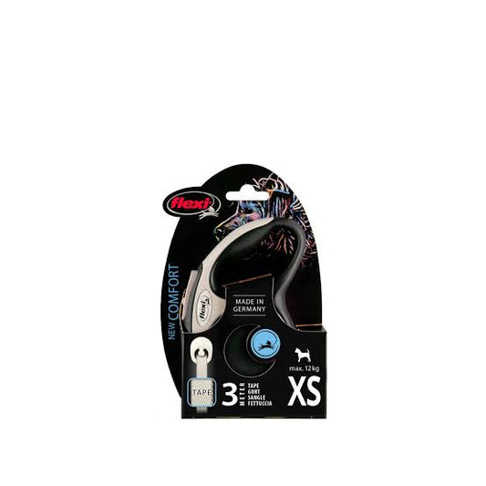 Flexi comfort xsmall black 3m Retractable Tape Leash for Dogs (Up to 12kg)