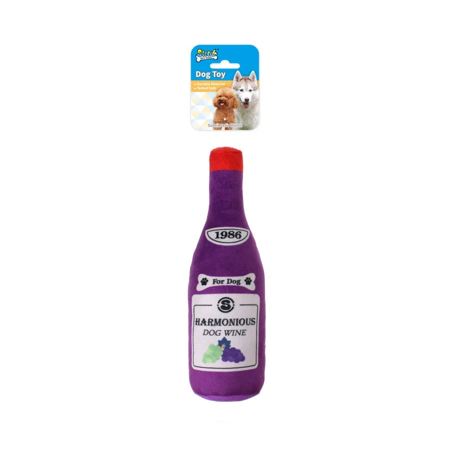 Soleil Purple Wine Bottle Shaped Dog Plush Toy