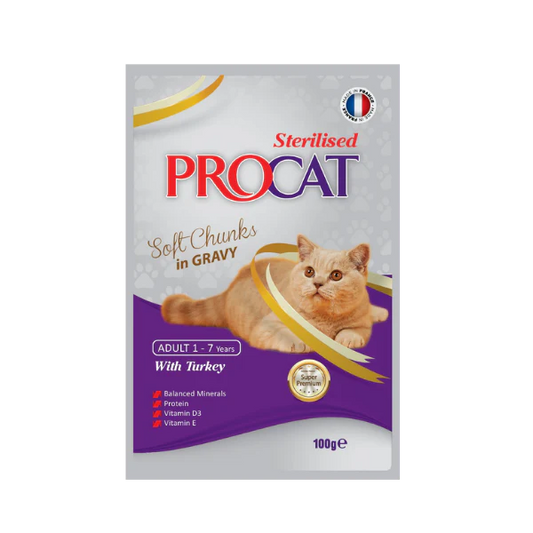 Procat wet food with turkey for sterilized cat 100g