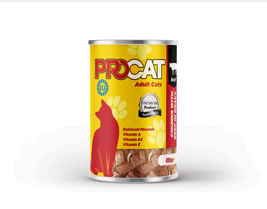 Procat wet food chunks with beef for adult cat
