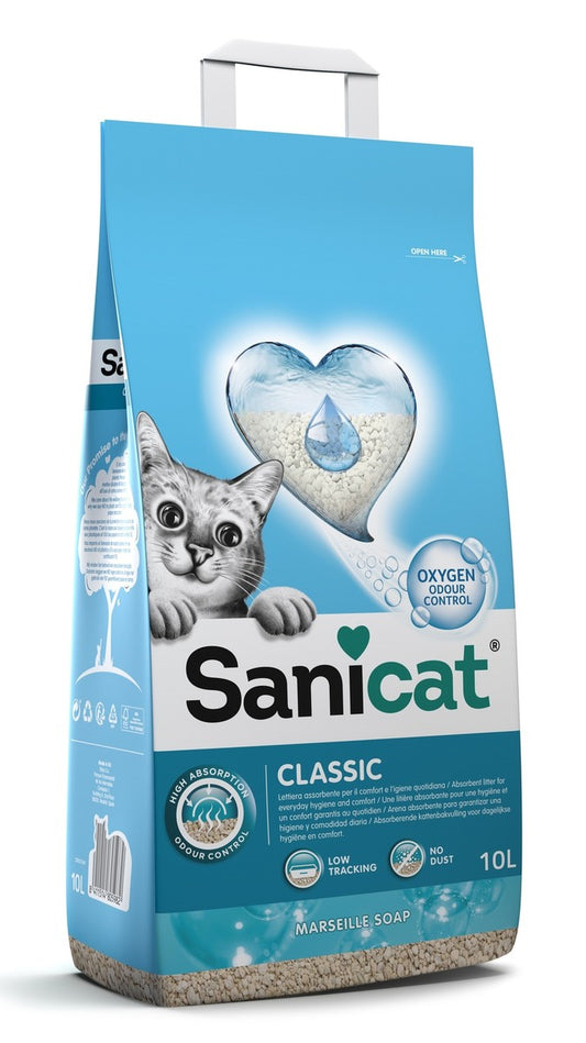 Sanicat Active White non-Clumping Cat Litter Marseille Soap Scent 10 L