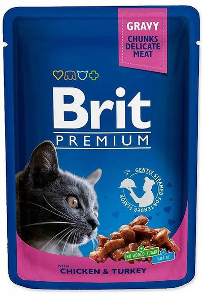 Brit wet food with chicken&turkey for cats 100g