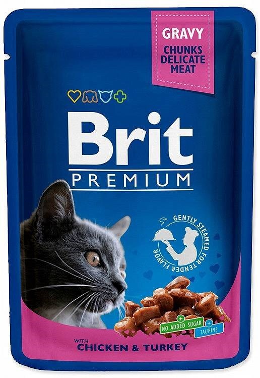 Brit wet food with chicken&turkey for cats 100g