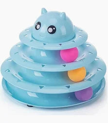Nunbell Blue Circular Turntable Cat Interactive Toy with Balls