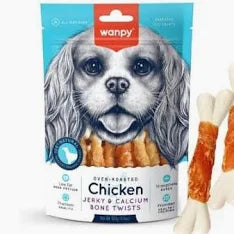 Wanpy dog treats with chicken bone twists 100g