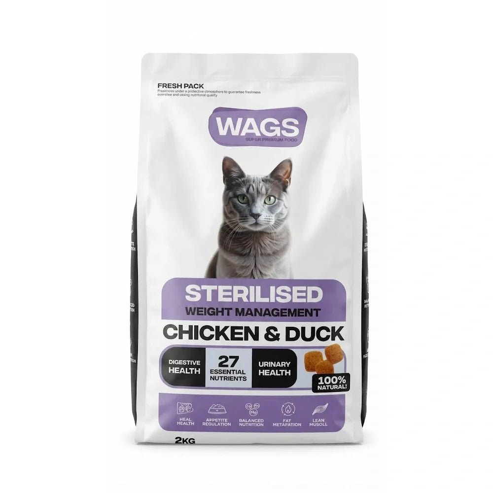 Wags Dry Food with Chicken & Duck for sterilized Cats 2kg