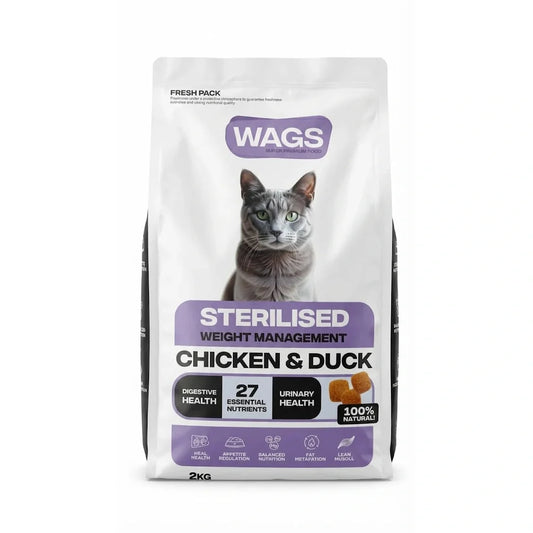 Wags Dry Food with Chicken & Duck for sterilized Cats 2kg