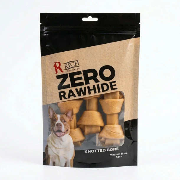 Rich Excellence Zero Rawhide Chicken knotted bone Dog Treats 4pcs