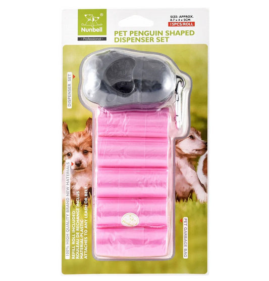 Nunbell  Penguin Shaped Pet Poop Bags Dispenser with 5 Bag Rolls