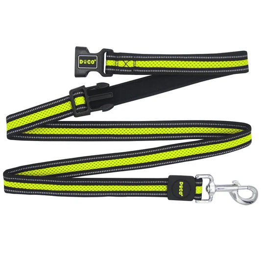 DOCO dog Leash L/M mesh LIME & black (180x2.5cm)